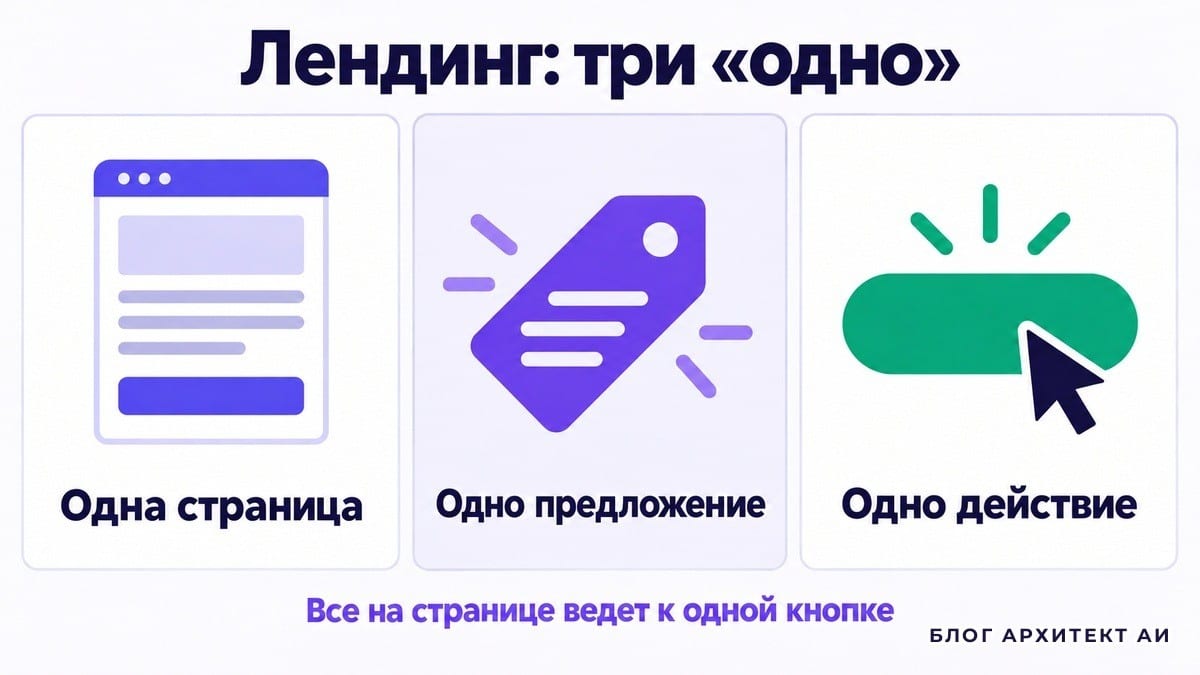 Схема лендинга: одна страница, одно предложение и одно действие