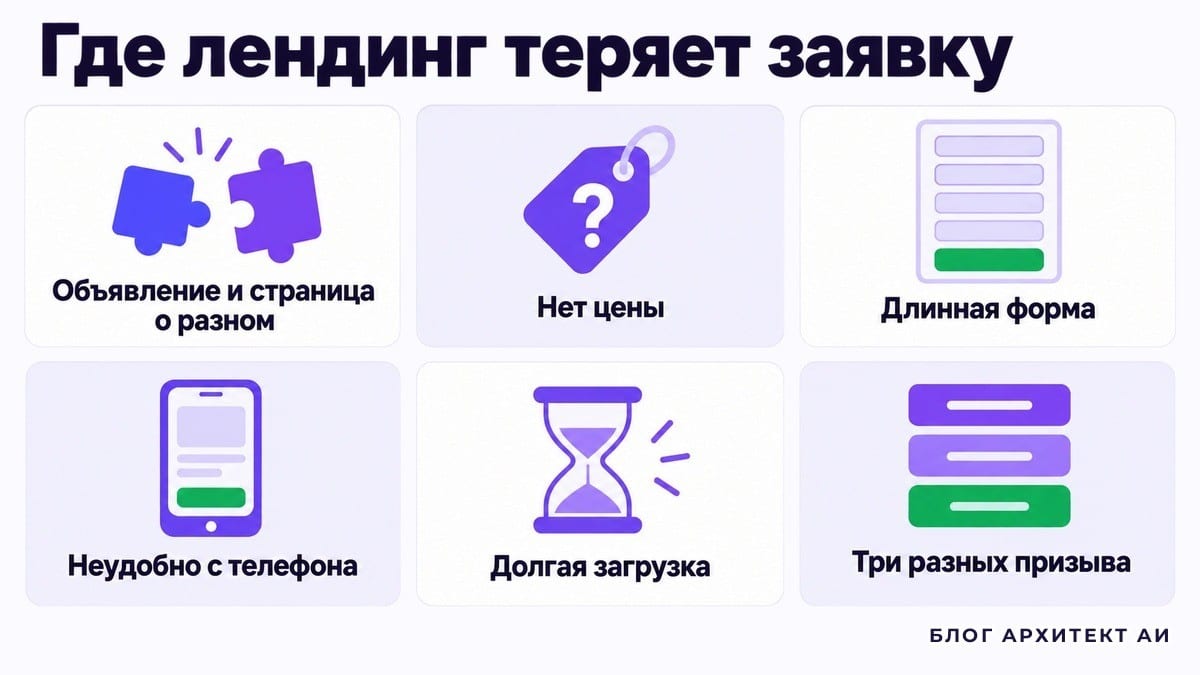Шесть мест, где лендинг теряет посетителей до заявки