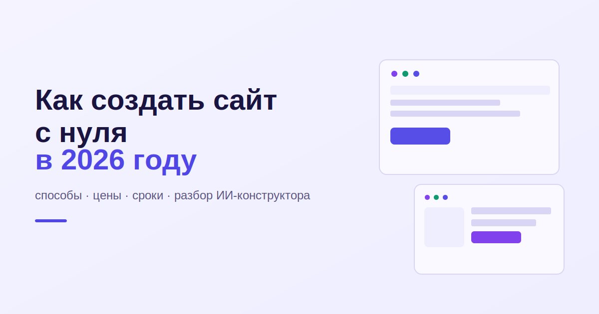 Обложка статьи: как создать сайт с нуля в 2026 году