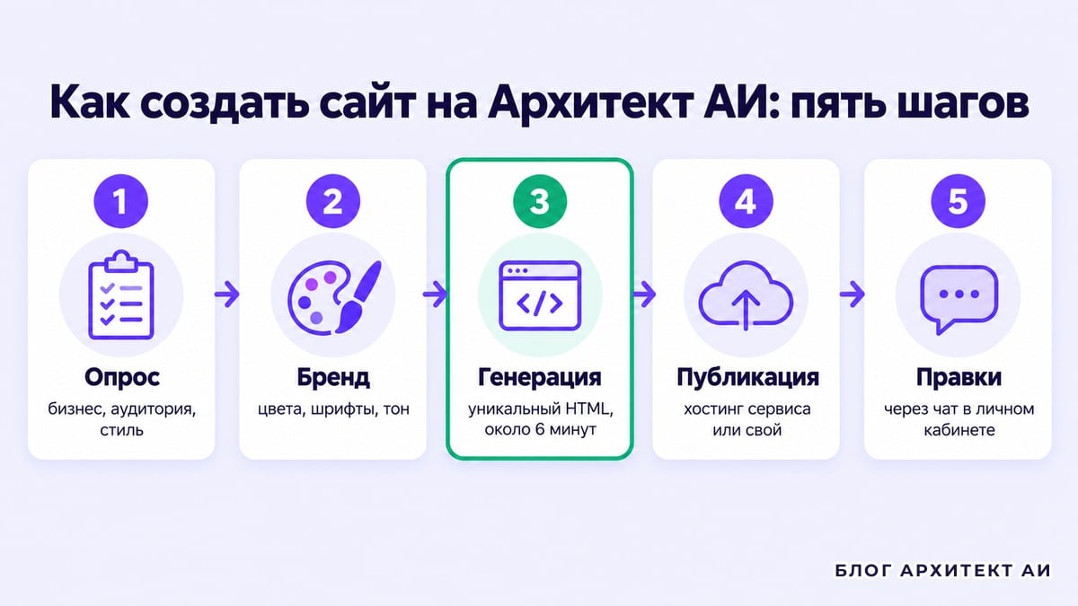 Пять шагов создания сайта на сервисе Архитект АИ от опроса до правок