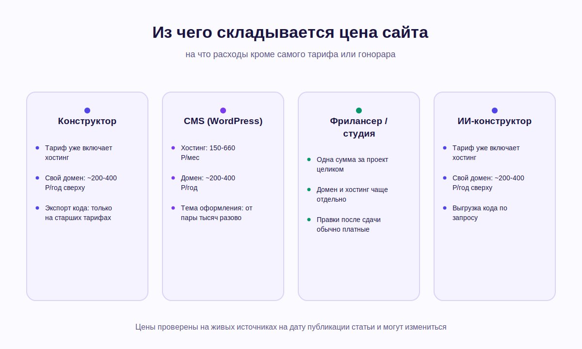 Из чего складывается цена сайта у каждого способа создания