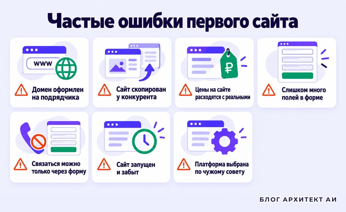 Семь частых ошибок при создании первого сайта