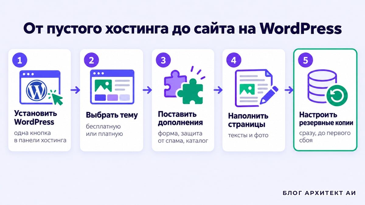 Пять шагов от пустого хостинга до сайта на WordPress