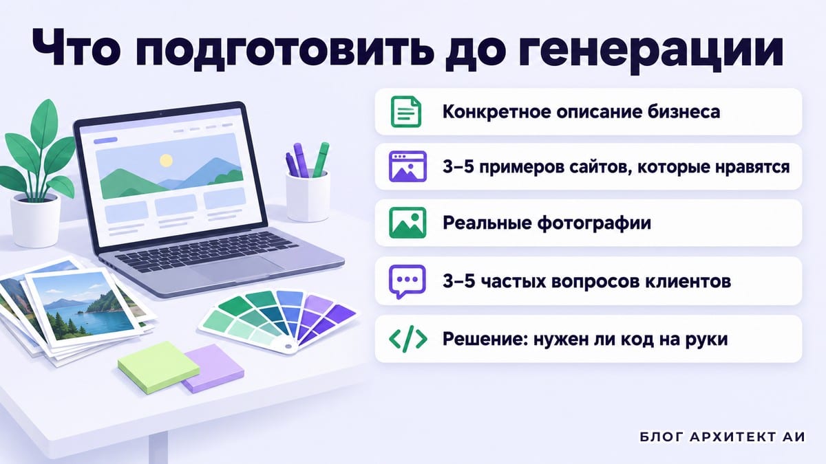 Подготовка материалов перед созданием сайта с ИИ