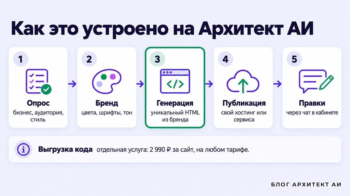 Пять шагов создания сайта на сервисе Архитект АИ