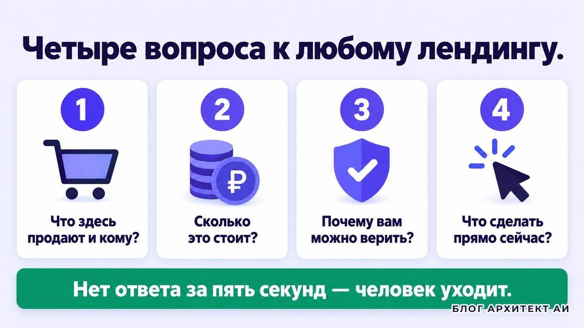 Четыре вопроса посетителя к любой посадочной странице